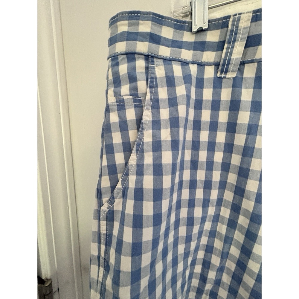 Roundtree & York Light Blue White Checked Flat Front Slash Pocket Shorts 42x11 - Picture 3 of 9